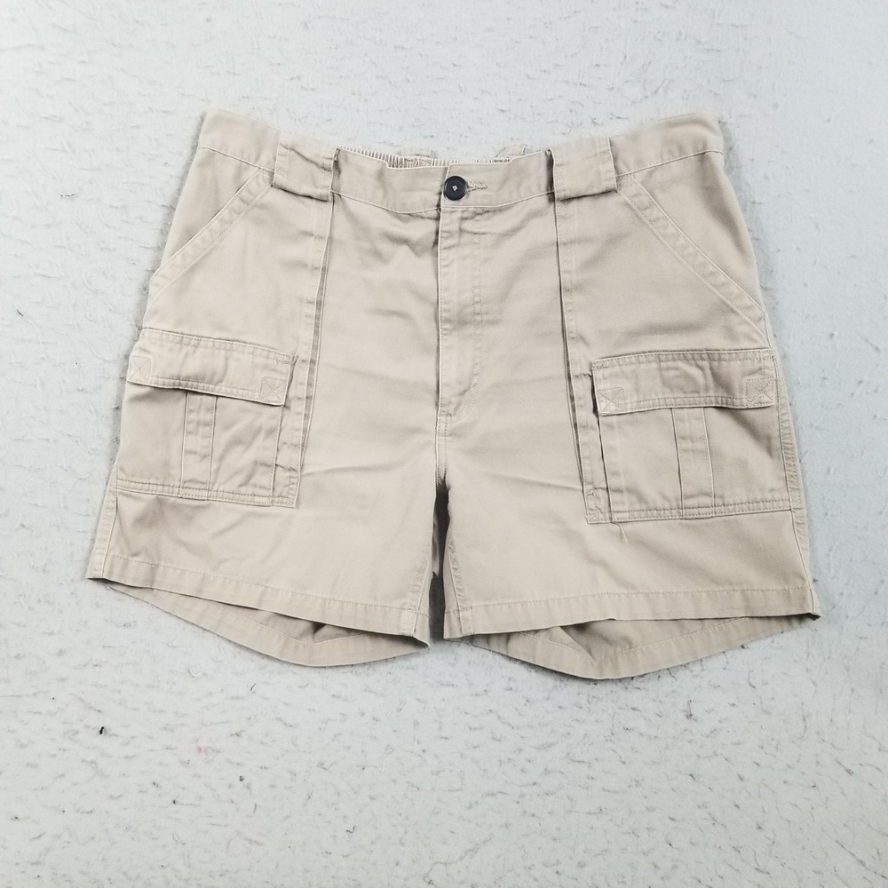 Weekender Cargo Shorts Mens 40 Beige Elastic Waist 6 Inseam Canvas Casual‎